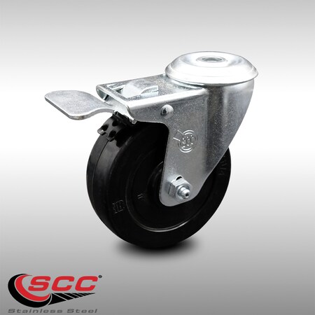 Service Caster 4 Inch SS Soft Rubber Wheel Swivel Bolt Hole Caster with Total Lock Brake SCC SCC-SSBHTTL20S414-SRS